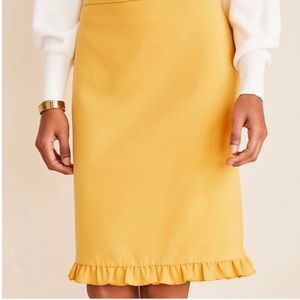 NWOT Ann Taylor Mustard Knee Length Ruffle Skirt